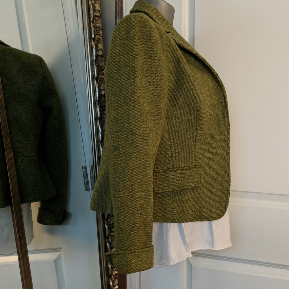 J Crew Rare Green Tweed Wool Blazer Jacket